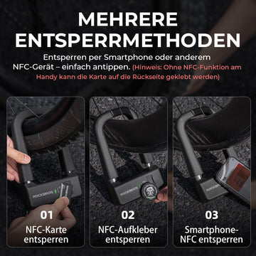 ROCKBROS Intelligentes NFC Fahrradschloss Wasserdicht Lange Akkulaufzeit –  ROCKBROS-DE