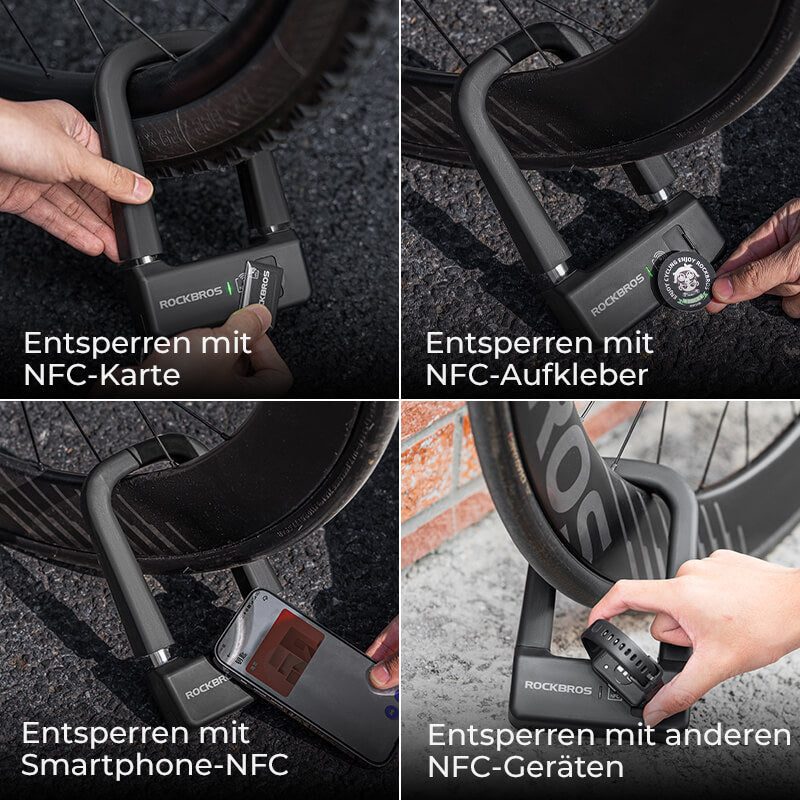 ROCKBROS Intelligentes NFC Fahrradschloss Wasserdicht Lange Akkulaufzeit für Motorrad/Fahrrad