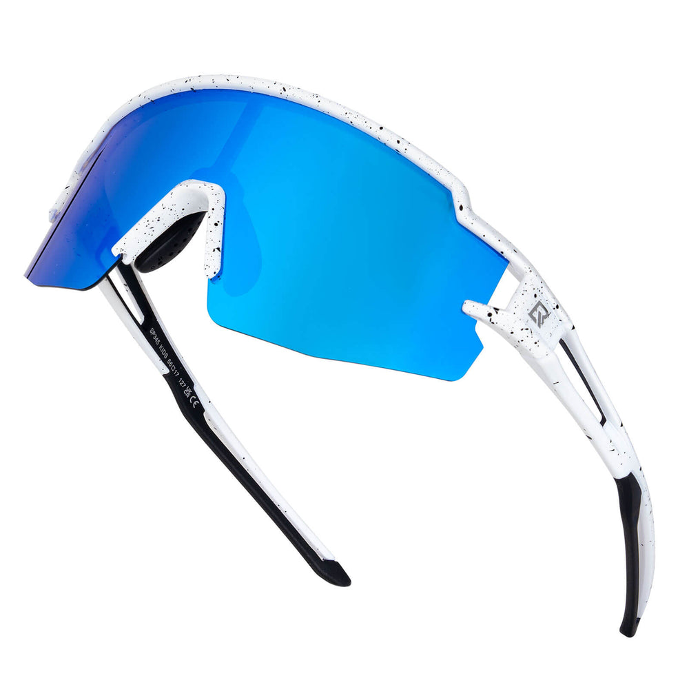 ROCKBROS Kinder Fahrradbrille Sonnenbrille Polarisiert UV400 für Jungen-Blau-Weiß
