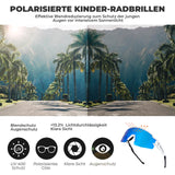 ROCKBROS Kinder Fahrradbrille Sonnenbrille Polarisiert UV400 für Jungen-Blau-Weiß