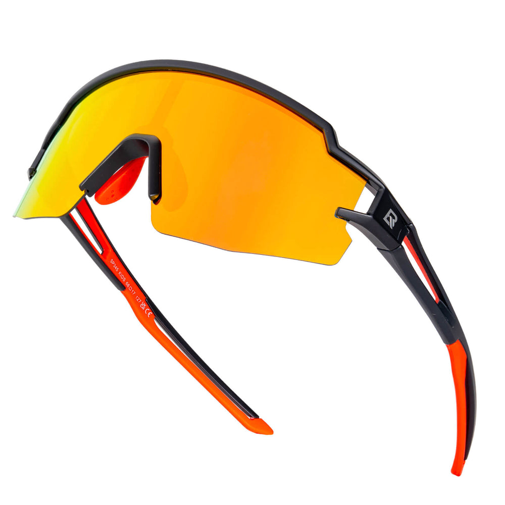 ROCKBROS Kinder Fahrradbrille Sonnenbrille Polarisiert UV400 für Jungen-Gelb-Schwarz