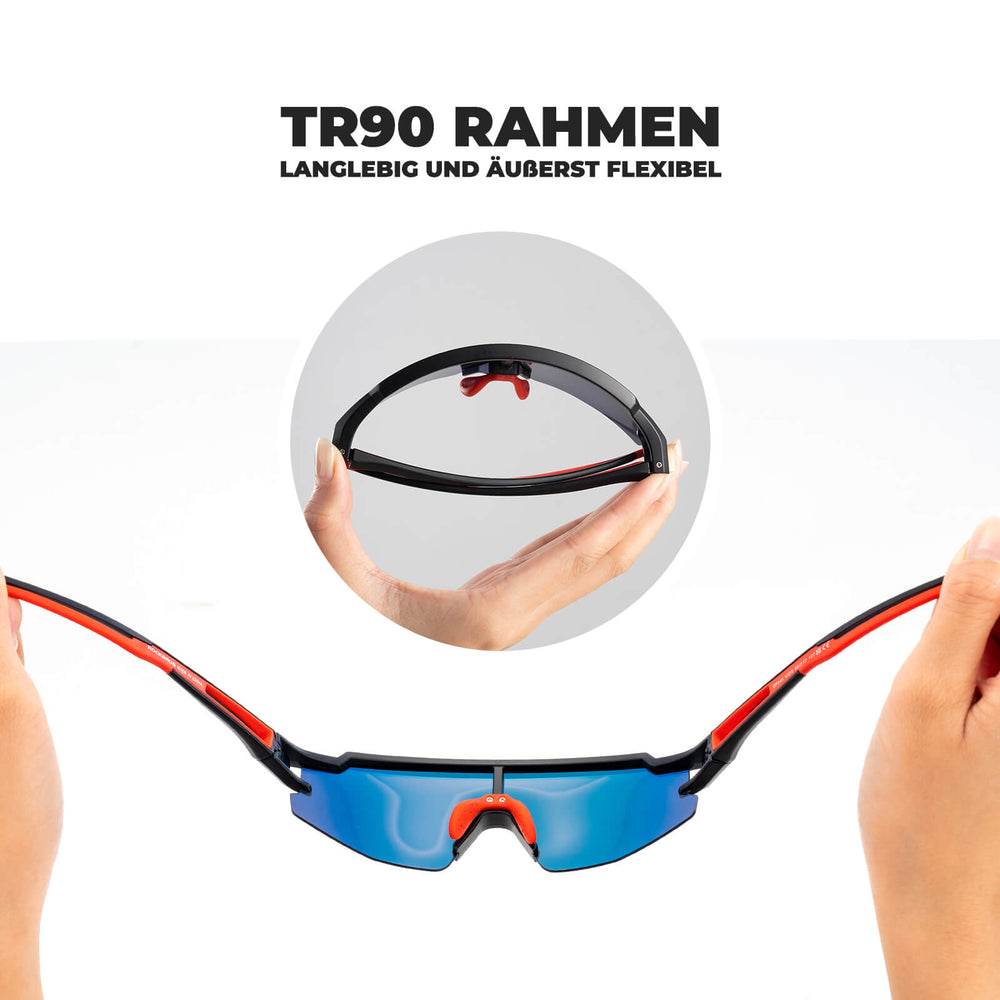 ROCKBROS Kinder Fahrradbrille Sonnenbrille Polarisiert UV400 für Jungen-Gelb-Schwarz