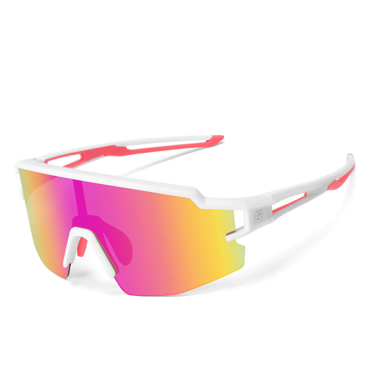 ROCKBROS Kinder Fahrradbrille Sonnenbrille Polarisiert UV400 für Jungen-Rosa-Weiß