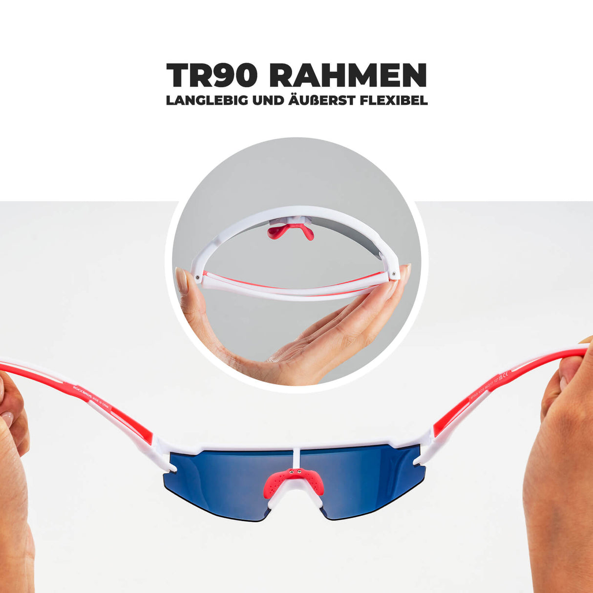 ROCKBROS Kinder Fahrradbrille Sonnenbrille Polarisiert UV400 für Jungen-Rosa-Weiß