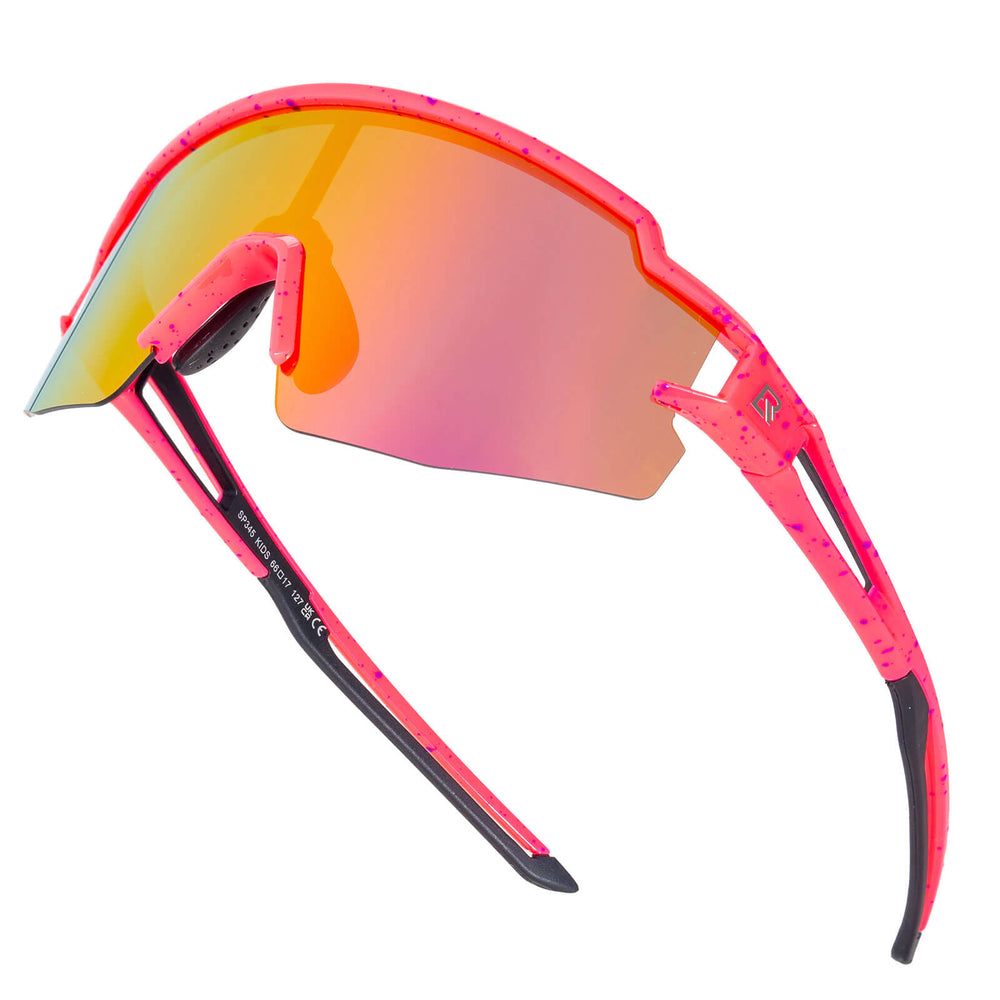 ROCKBROS Kinder Fahrradbrille Sonnenbrille Polarisiert UV400 für Jungen-Rot-Rosa