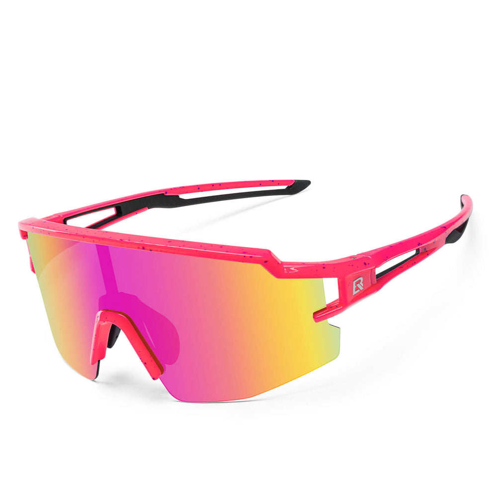 ROCKBROS Kinder Fahrradbrille Sonnenbrille Polarisiert UV400 für Jungen-Rot-Rosa