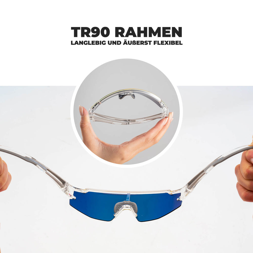ROCKBROS Kinder Fahrradbrille Sonnenbrille Polarisiert UV400 für Jungen-Transparent