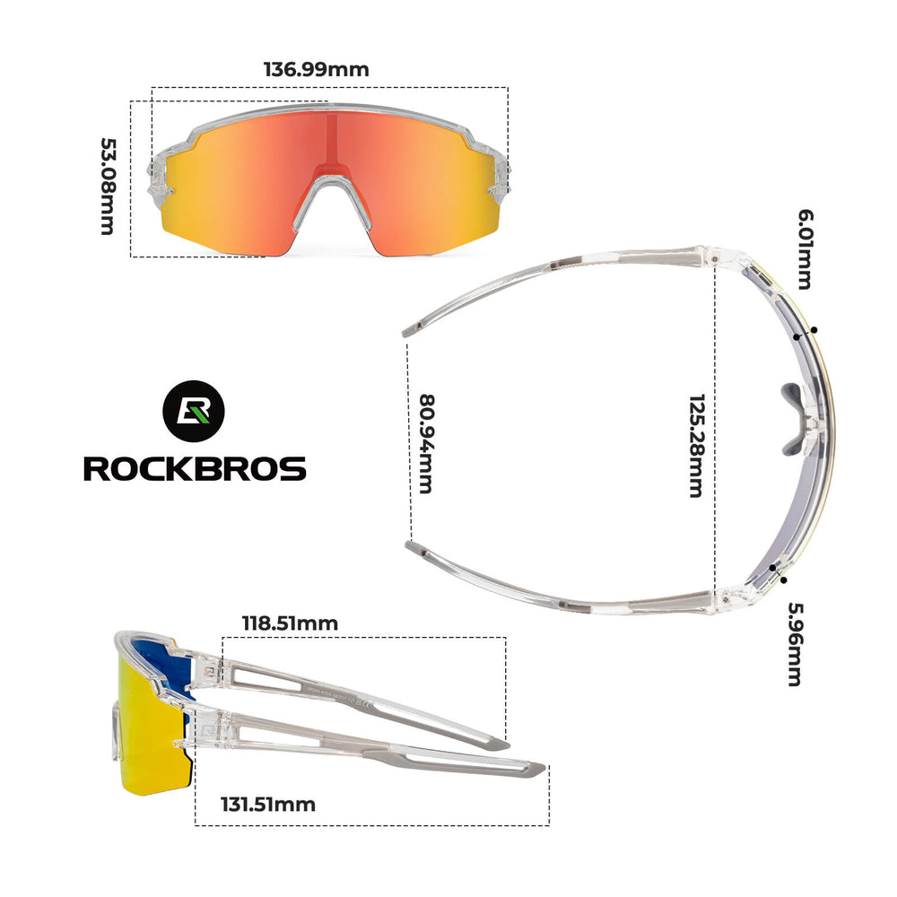 ROCKBROS Kinder Fahrradbrille Sonnenbrille Polarisiert UV400 für Jungen-Transparent