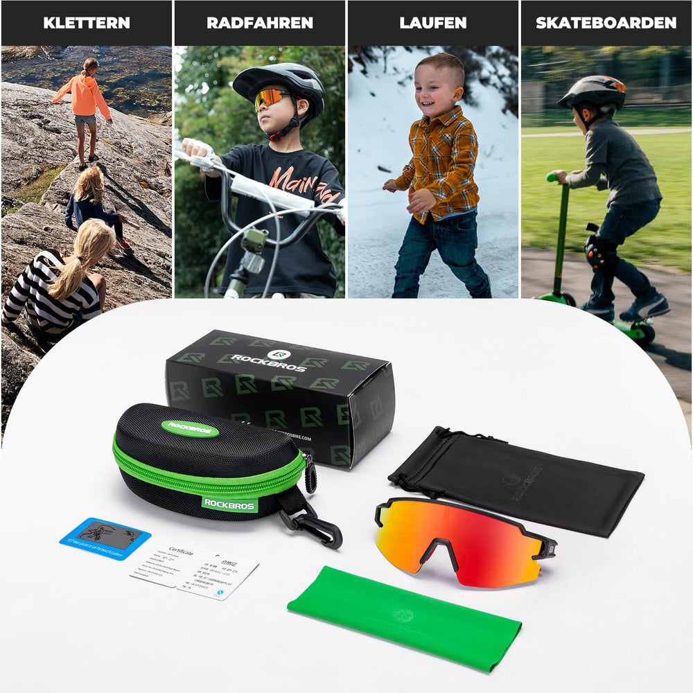 ROCKBROS Kinder Fahrradbrille Sonnenbrille Polarisiert UV400 für Jungen