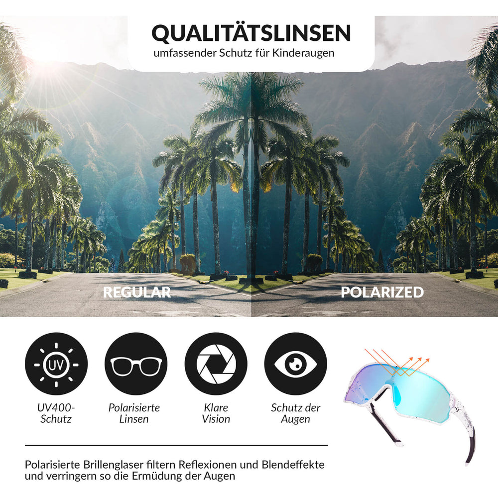 ROCKBROS Kinder Fahrradbrille UV400-Schutz Polarisierte Sonnenbrille-Gefleckte Farbe