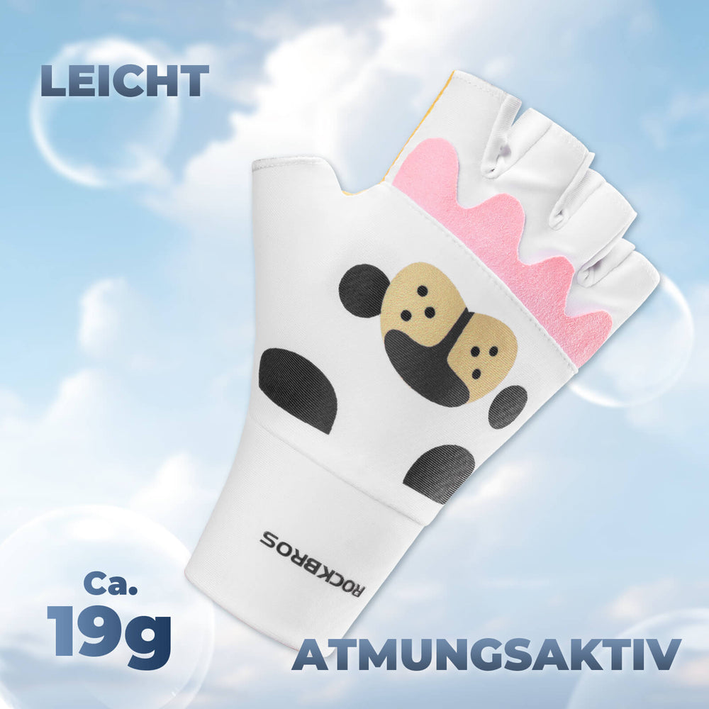 ROCKBROS Kinder Halbfinger Fingerlose Fahrradhandschuhe Scooter Fahrrad-Weiß - Braun