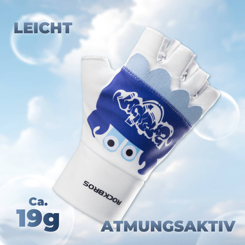 ROCKBROS Kinder Halbfinger Fingerlose Fahrradhandschuhe Scooter Fahrrad-Weiß - Dunkelblau