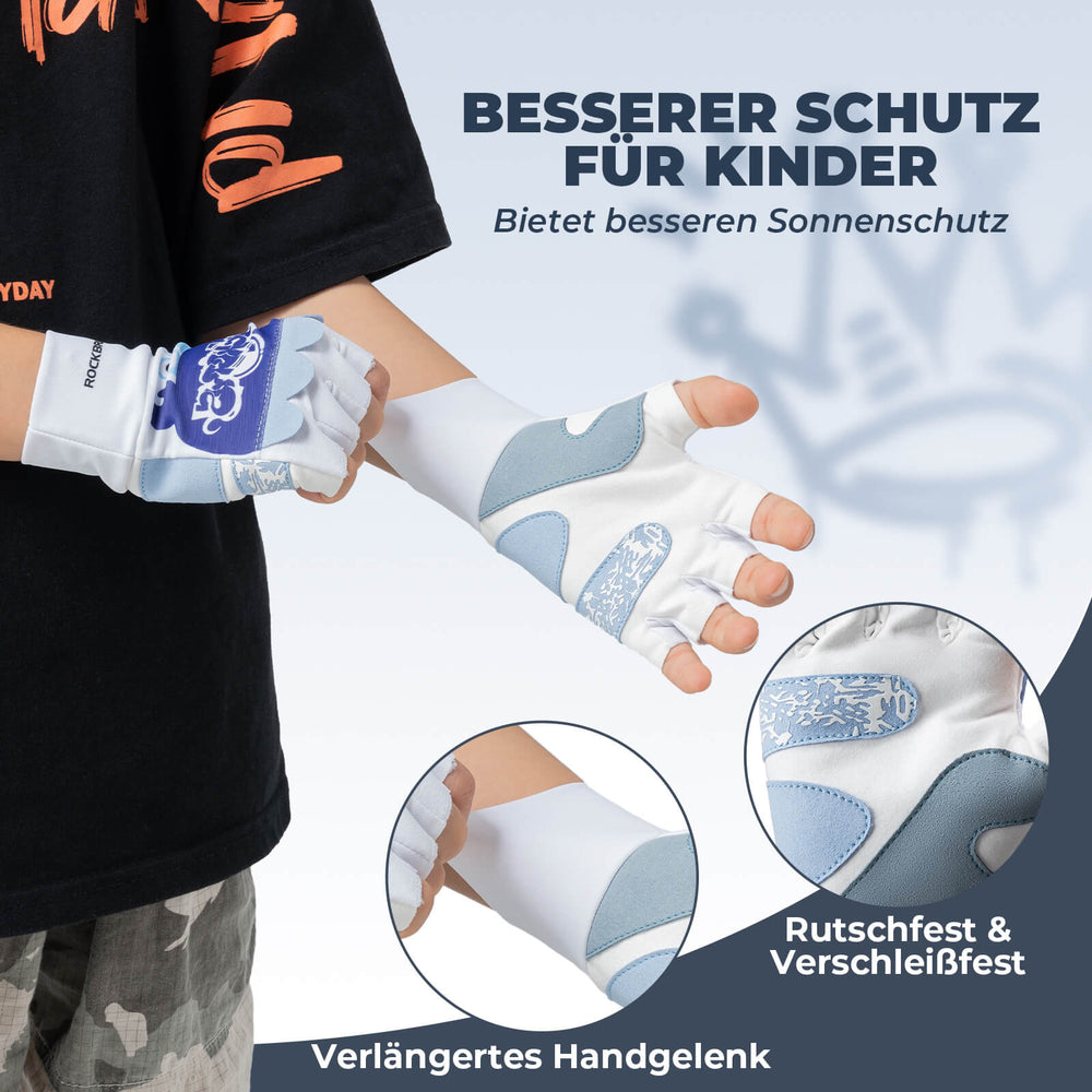 ROCKBROS Kinder Halbfinger Fingerlose Fahrradhandschuhe Scooter Fahrrad