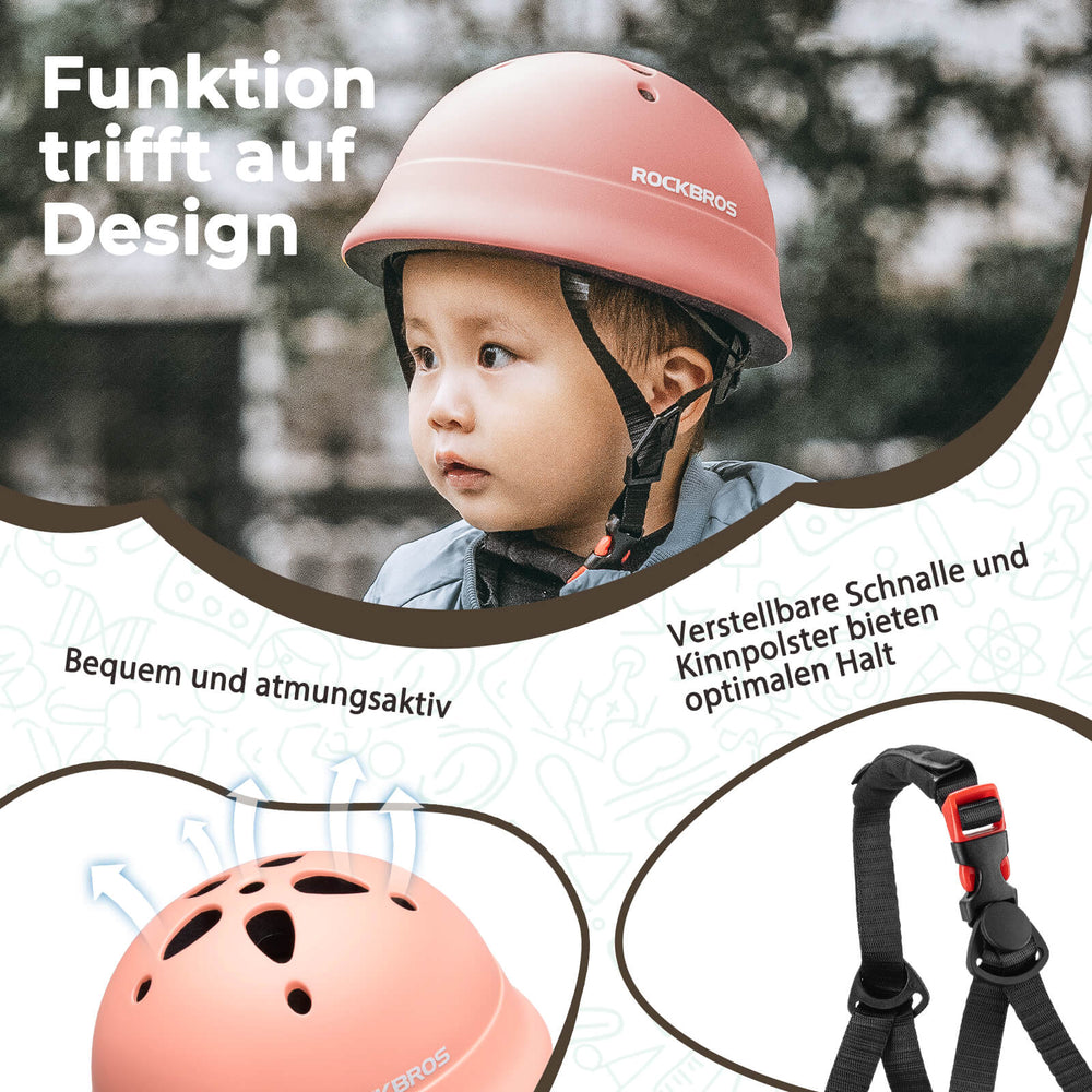 ROCKBROS Kinderhelm Fahrradhelm 48-52cm 2-5 Jahre für Scooter Fahrrad-Rosa
