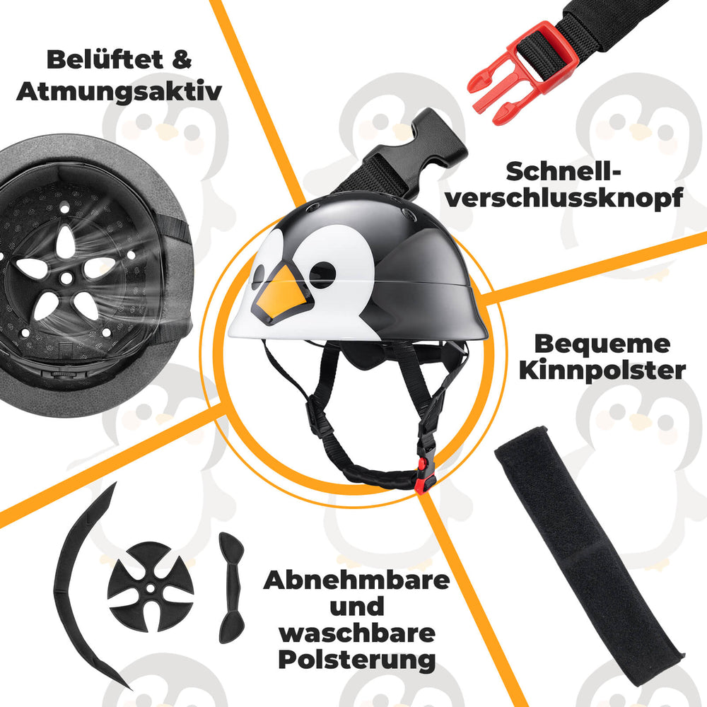 ROCKBROS Kinderhelm Fahrradhelm 48-52cm 2-5 Jahre für Scooter &amp; Fahrrad&nbsp;– Pinguin-Design
