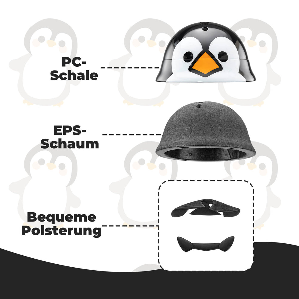 ROCKBROS Kinderhelm Fahrradhelm 48-52cm 2-5 Jahre für Scooter &amp; Fahrrad&nbsp;– Pinguin-Design