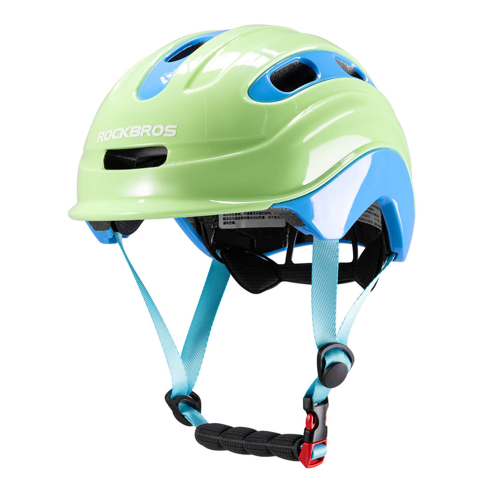 ROCKBROS Kinderhelm Fahrradhelm Rücklicht-Kompatibel 54–58cm 6–18 Jahre-Blau-Grün-Glänzend