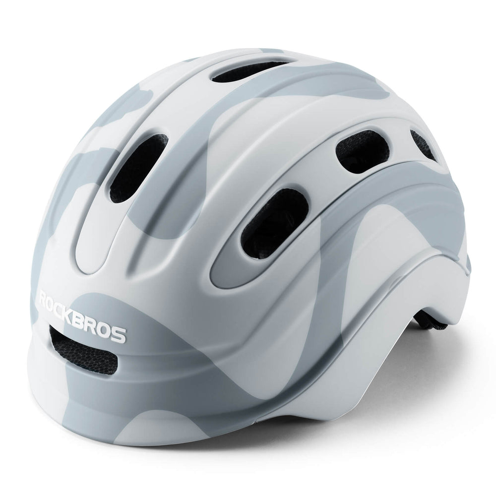 ROCKBROS Kinderhelm Fahrradhelm Rücklicht-Kompatibel 54–58cm 6–18 Jahre-Grau Tarnung-Matt