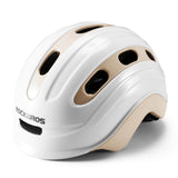 ROCKBROS Kinderhelm Fahrradhelm Rücklicht-Kompatibel 54–58cm 6–18 Jahre-Weiß-Khaki-Glänzend