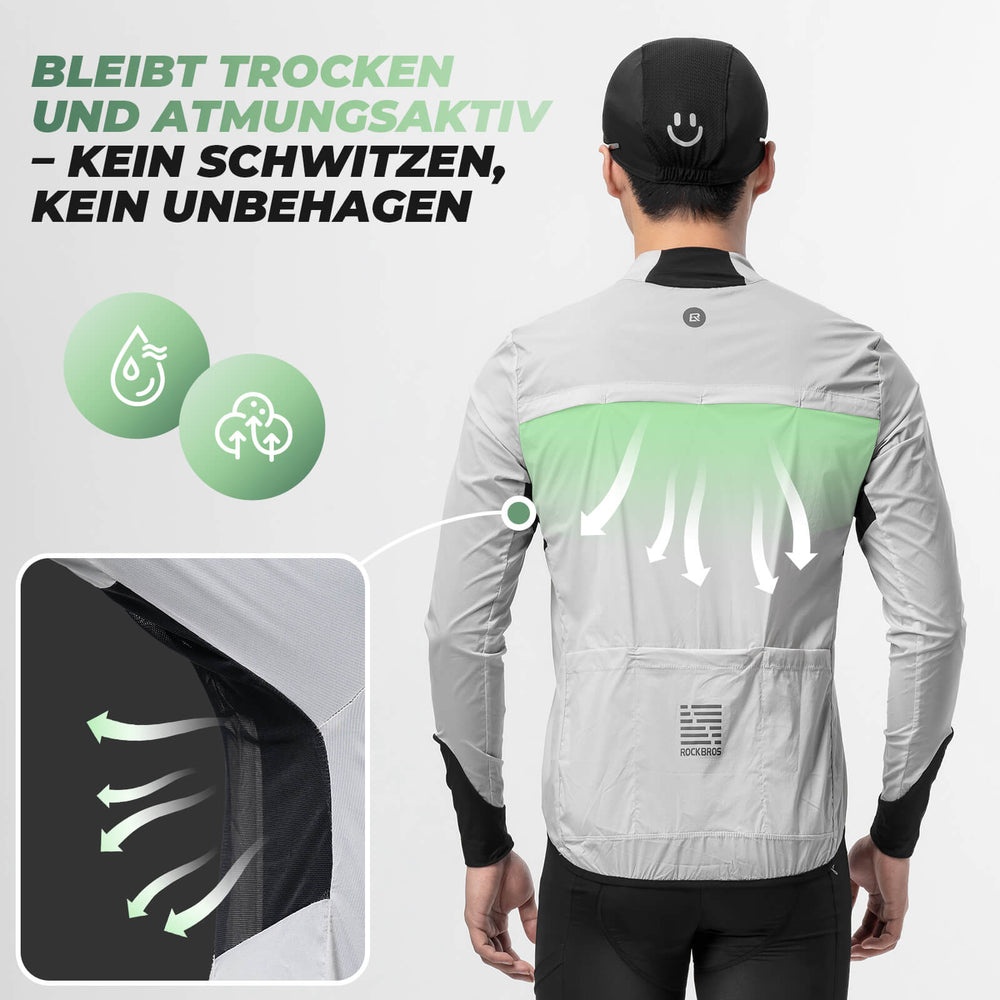 Leichte Fahrradjacke Atmungsaktiv Reflektierend Grau Sommer Herren - ROCKBROS-EU