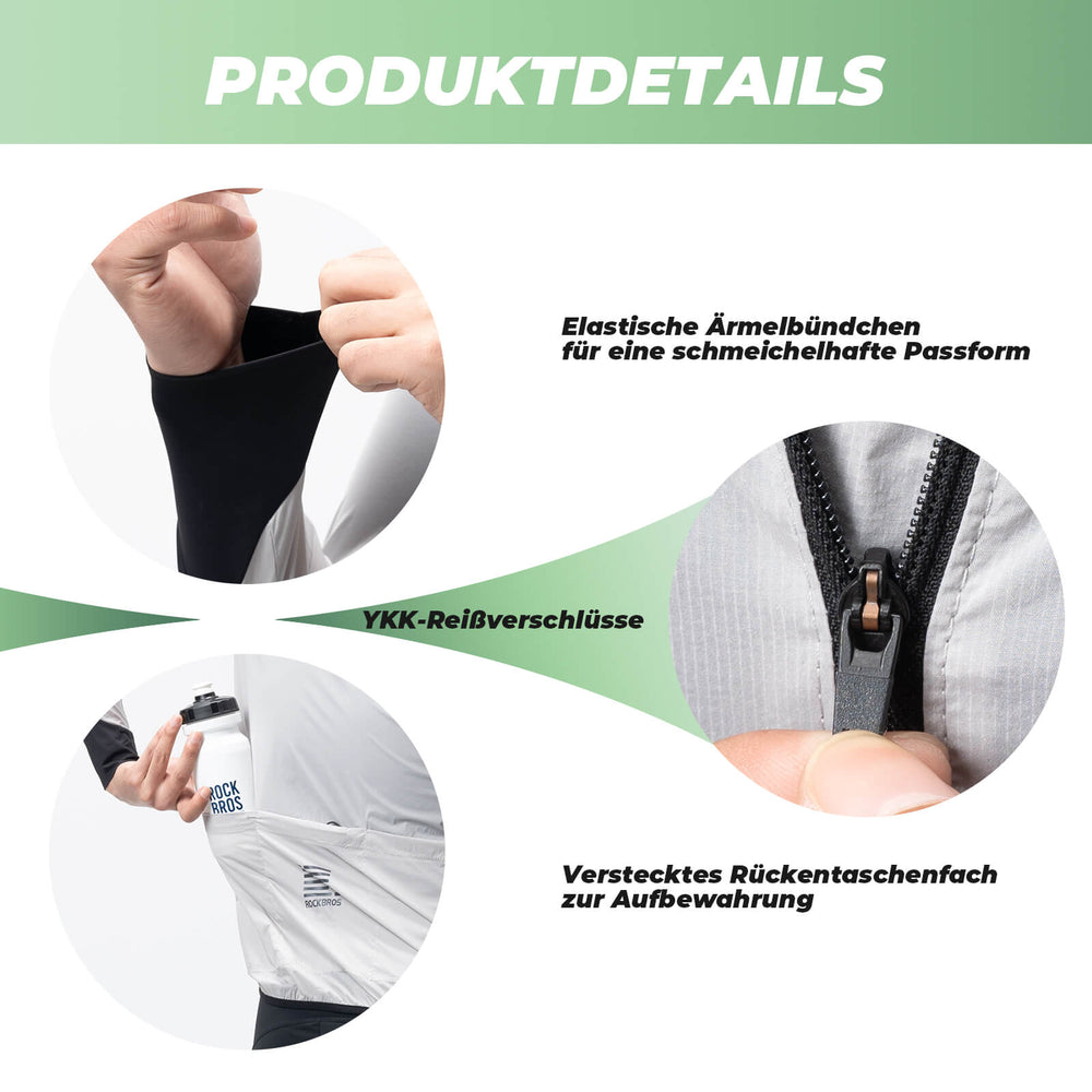 Leichte Fahrradjacke Atmungsaktiv Reflektierend Grau Sommer Herren - ROCKBROS-EU