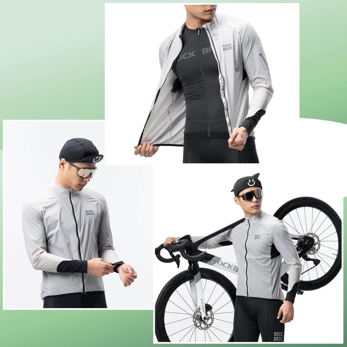 Leichte Fahrradjacke Atmungsaktiv Reflektierend Grau Sommer Herren - ROCKBROS-EU