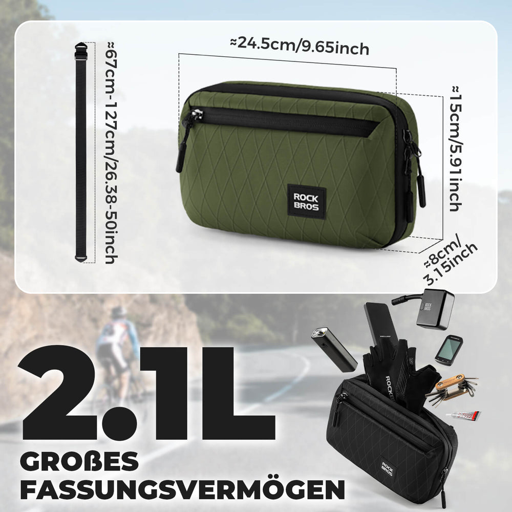 ROCKBROS Lenkertasche Fahrradtasche mit Schultergurt 2,1L für Klapprad, Rennrad