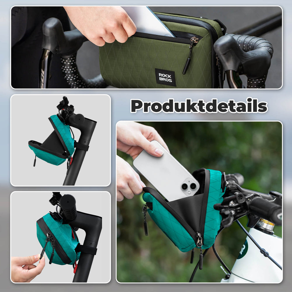ROCKBROS Lenkertasche Fahrradtasche mit Schultergurt 2,1L für Klapprad, Rennrad