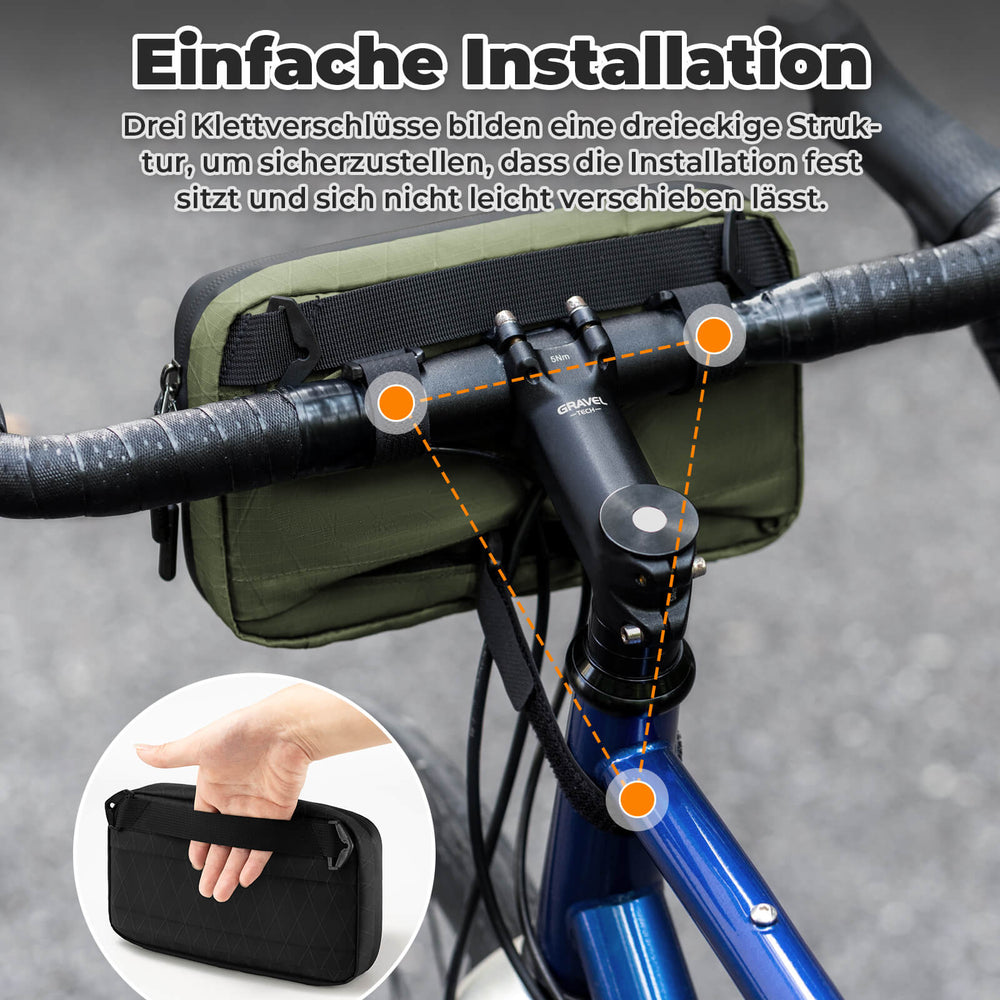 ROCKBROS Lenkertasche Fahrradtasche mit Schultergurt 2,1L für Klapprad, Rennrad