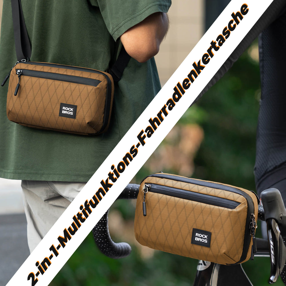 ROCKBROS Lenkertasche Fahrradtasche mit Schultergurt 2,1L für Klapprad, Rennrad