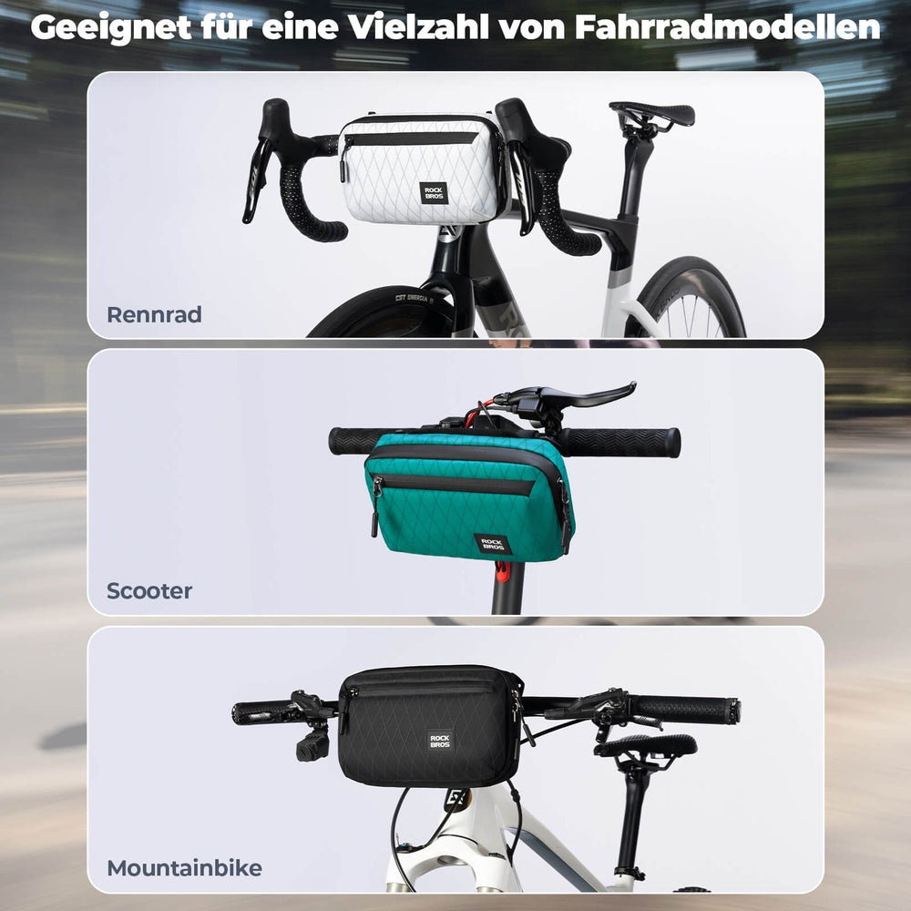 ROCKBROS Lenkertasche Fahrradtasche mit Schultergurt 2,1L für Klapprad, Rennrad