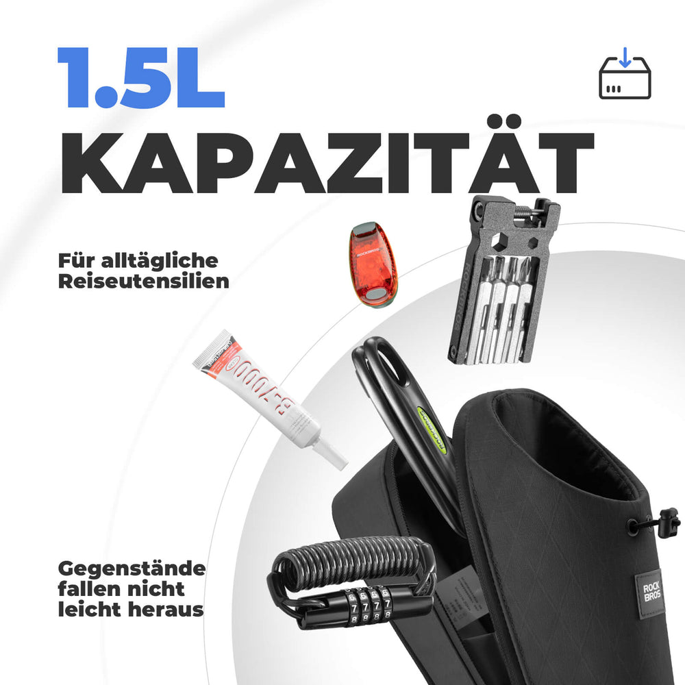 ROCKBROS Lenkertasche Wasserflaschentasche 1.5L für MTB Rennrad Scooter Faltrad