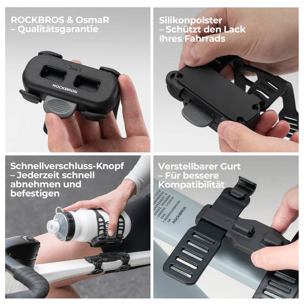 ROCKBROS Magnetischer Flaschenhalter für Fahrrad – mit Riemenbefestigung