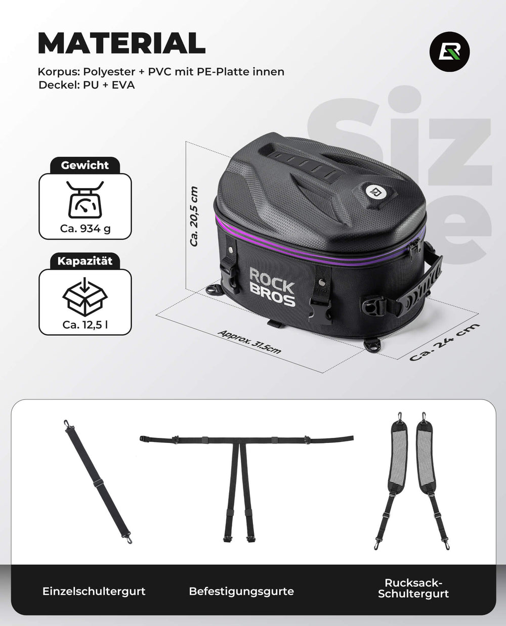 ROCKBROS Motorrad Hecktasche Gepäcktasche 12,5L für Rücksitz