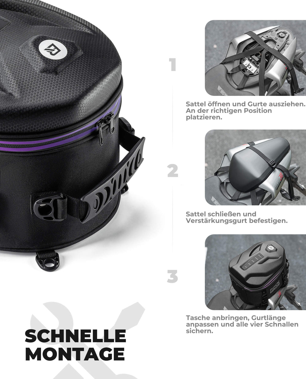 ROCKBROS Motorrad Hecktasche Gepäcktasche 12,5L für Rücksitz