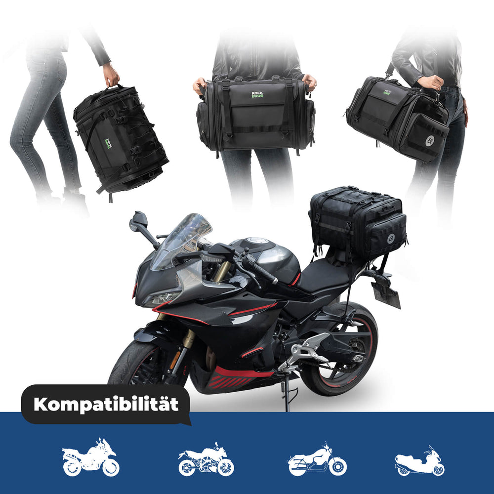 ROCKBROS Motorradtasche mit Regenshutz Gepäcktasche Reisetasche Faltbar 43-50L