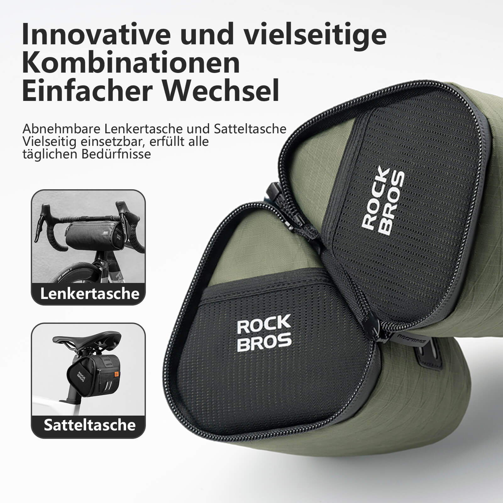 ROCKBROS Multifunktionale 2-in-1 Fahrradtasche Set Reflektierend Wasserabweisend