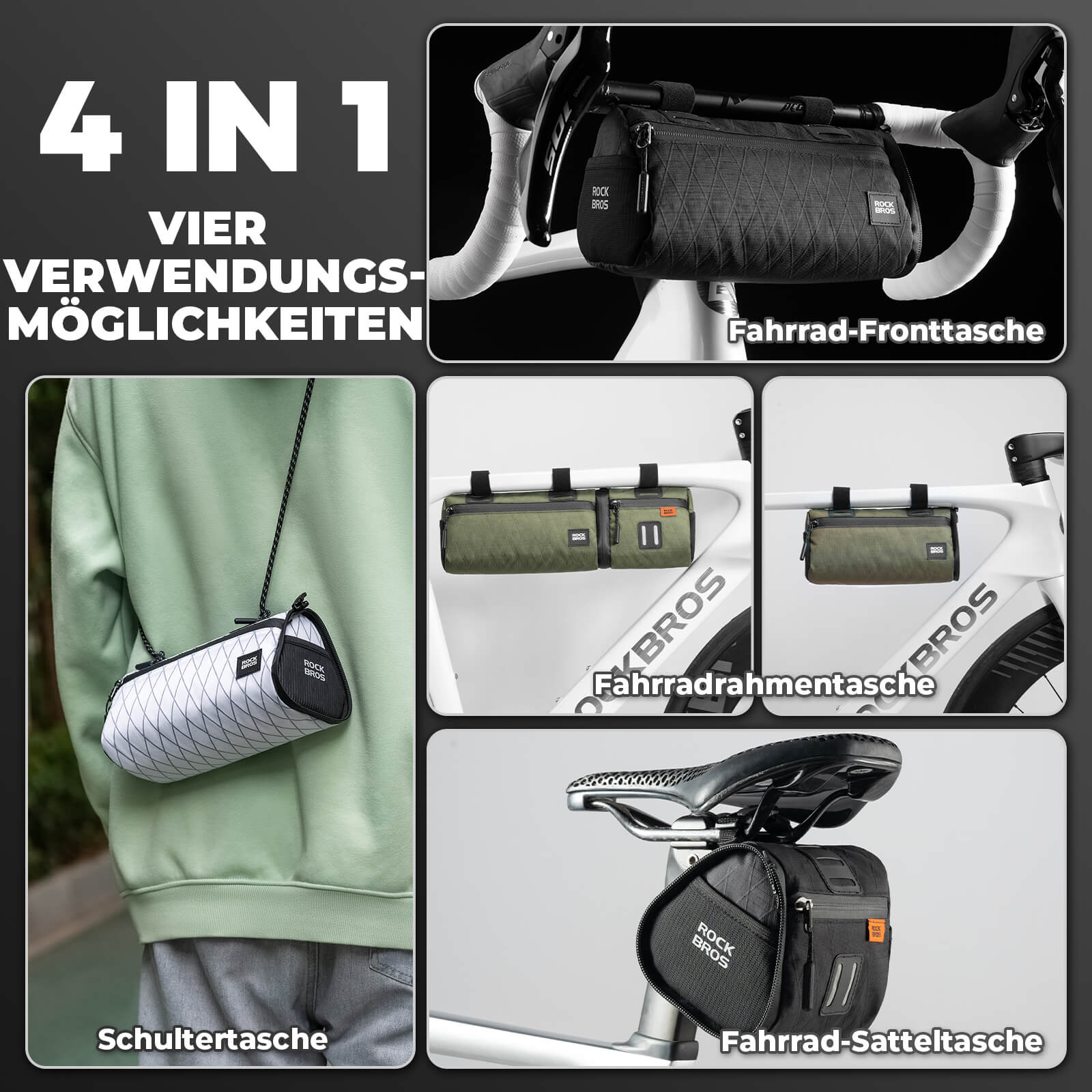 ROCKBROS Multifunktionale 2-in-1 Fahrradtasche Set Reflektierend Wasserabweisend