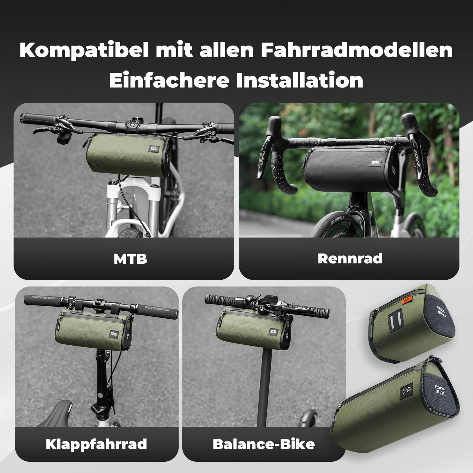 ROCKBROS Multifunktionale 2-in-1 Fahrradtasche Set Reflektierend Wasserabweisend