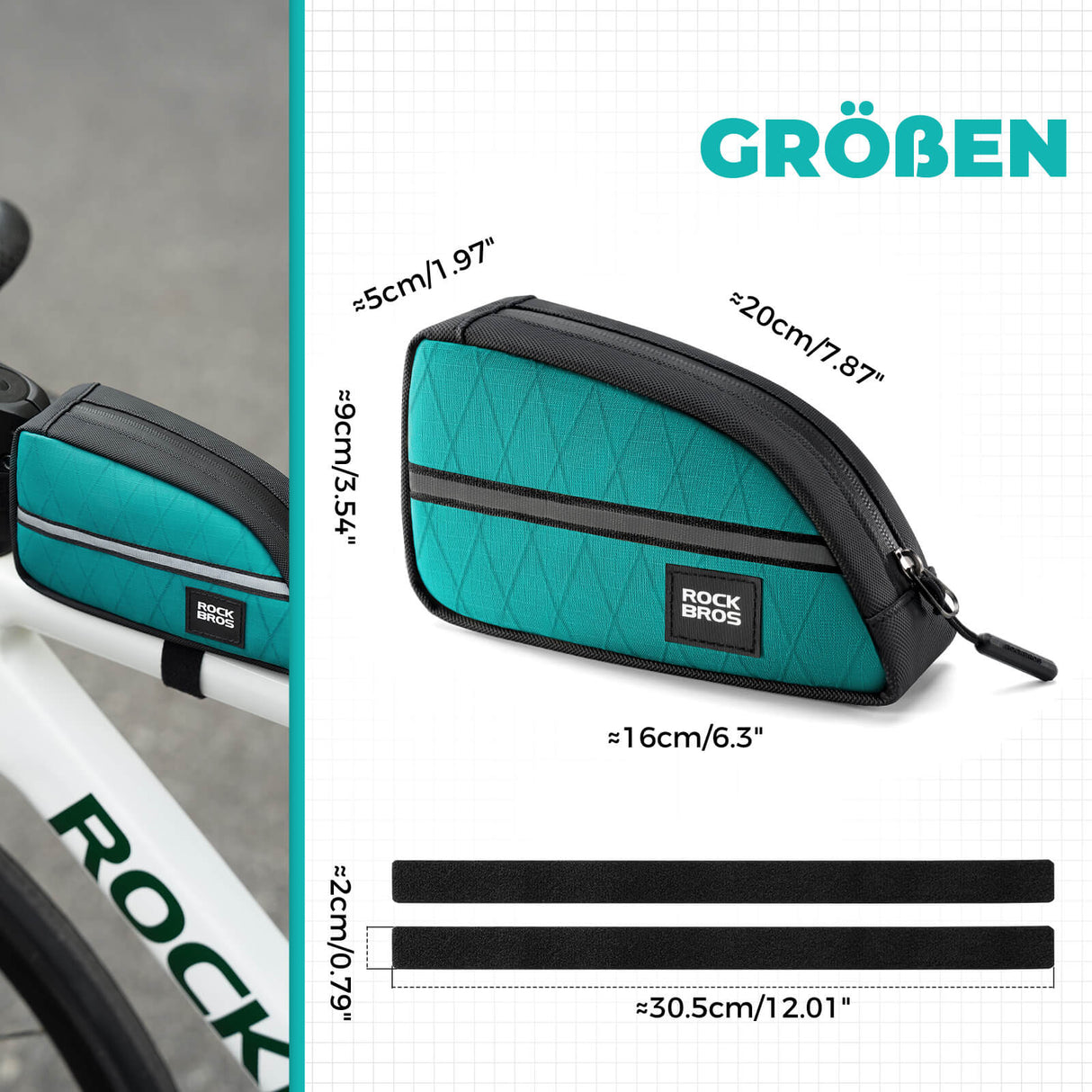 ROCKBROS Oberrohrtasche 0,8L Leicht für Klapprad Falträder 5 Farben