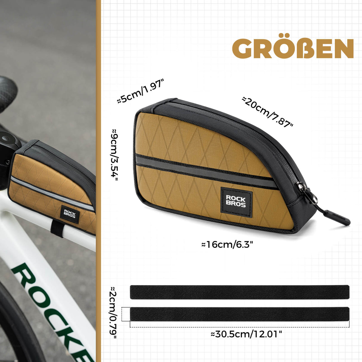 ROCKBROS Oberrohrtasche 0,8L Leicht für Klapprad Falträder 5 Farben