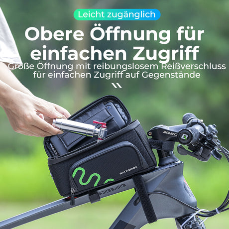 ROCKBROS Oberrohrtasche Handytasche für Smartphone mit Regenschutz 1,25 L
