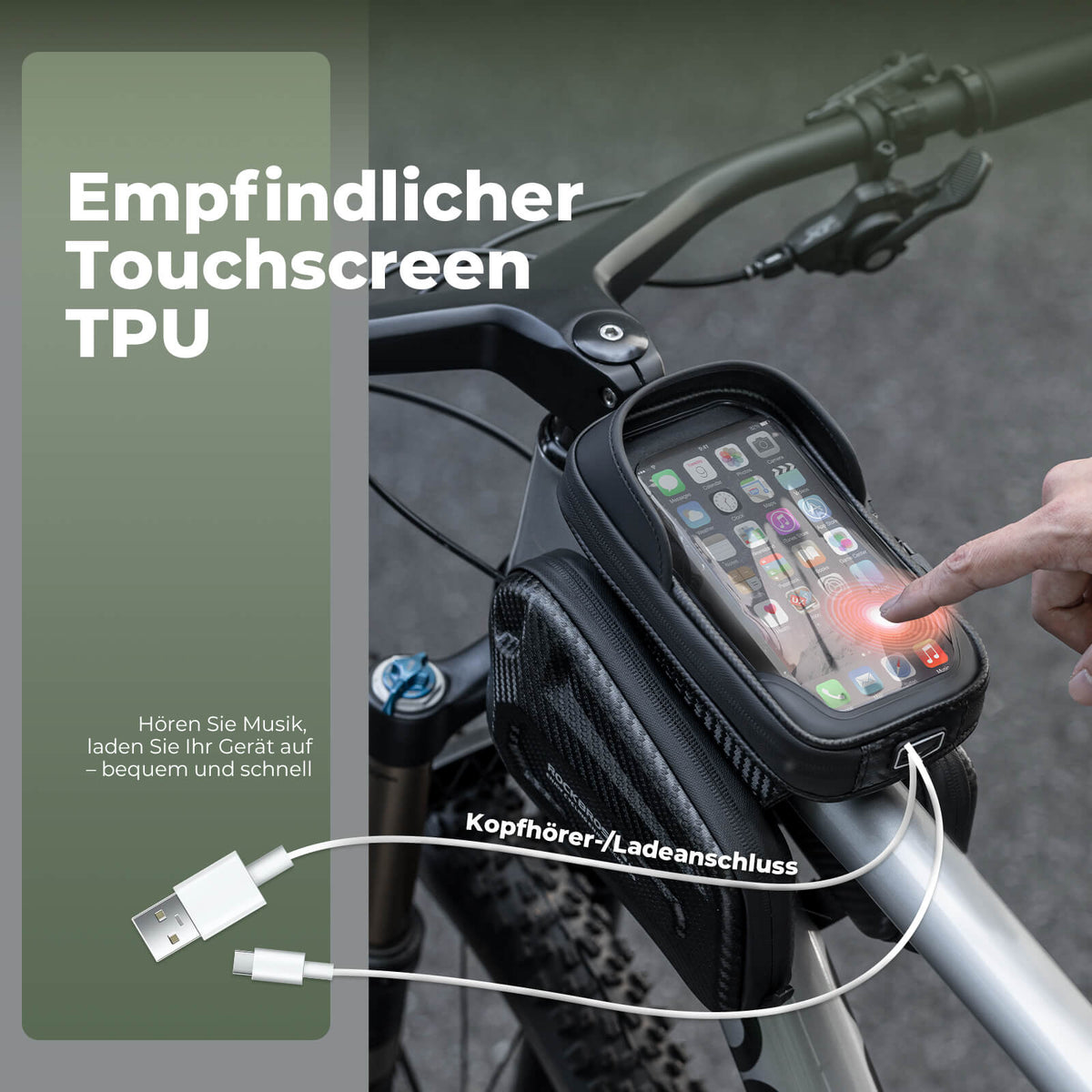 fahrrad smartphone laden ROCKBROS Oberrohrtasche für Smartphone mit Lichtschutz & Seitentaschen – ROCKBROS-DE