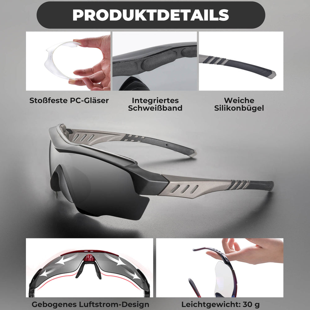 ROCKBROS Polarisierte Fahrradbrille mit wechselbaren Gläsern UV-Schutz Unisex