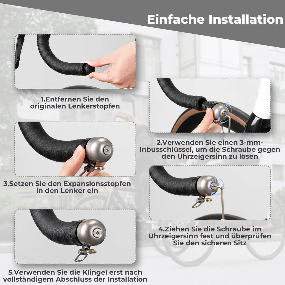 ROCKBROS Rennrad Fahrradklingel Mini Klingel für 22,2mm Dropbar Lenker