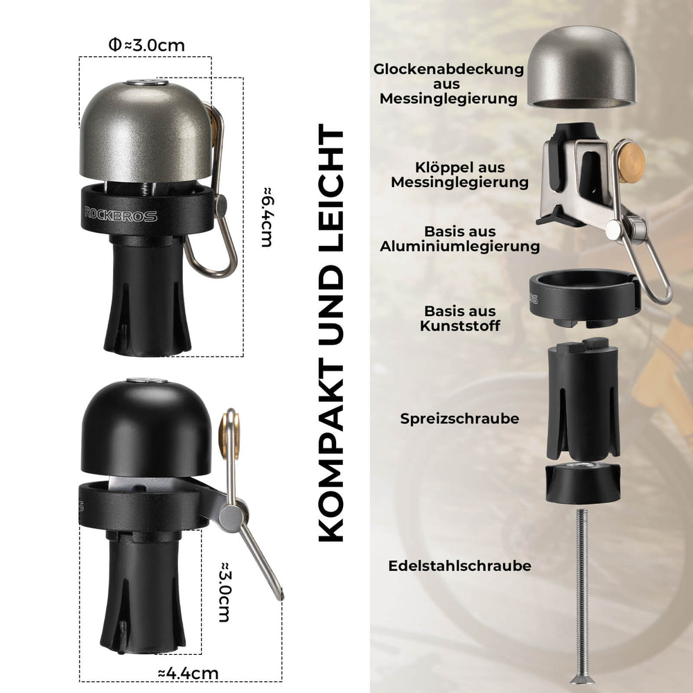 ROCKBROS Rennrad Fahrradklingel Mini Klingel für 22,2mm Dropbar Lenker