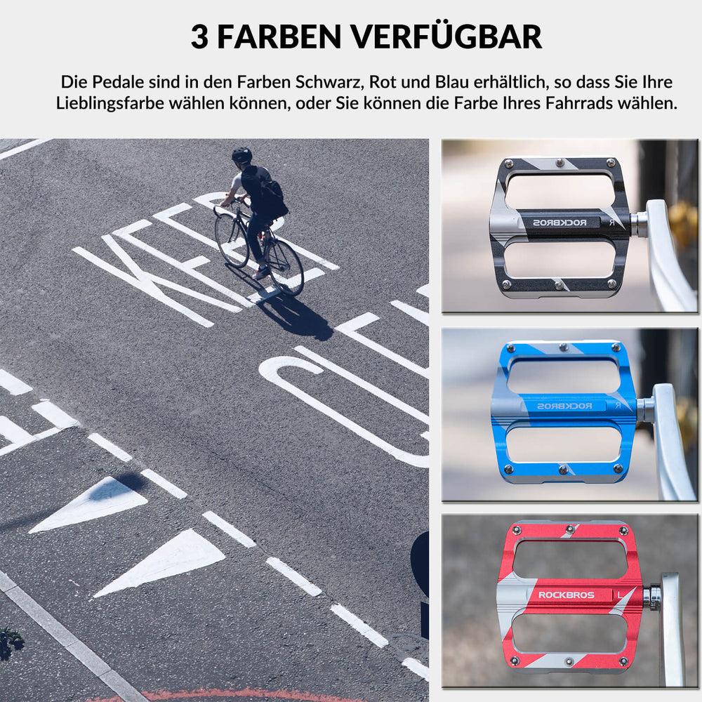ROCKBROS Rennrad Pedale aus Aluminium, mit versiegeltem Lager, 9/16 Zoll Größe, erhältlich in 3 Farben.