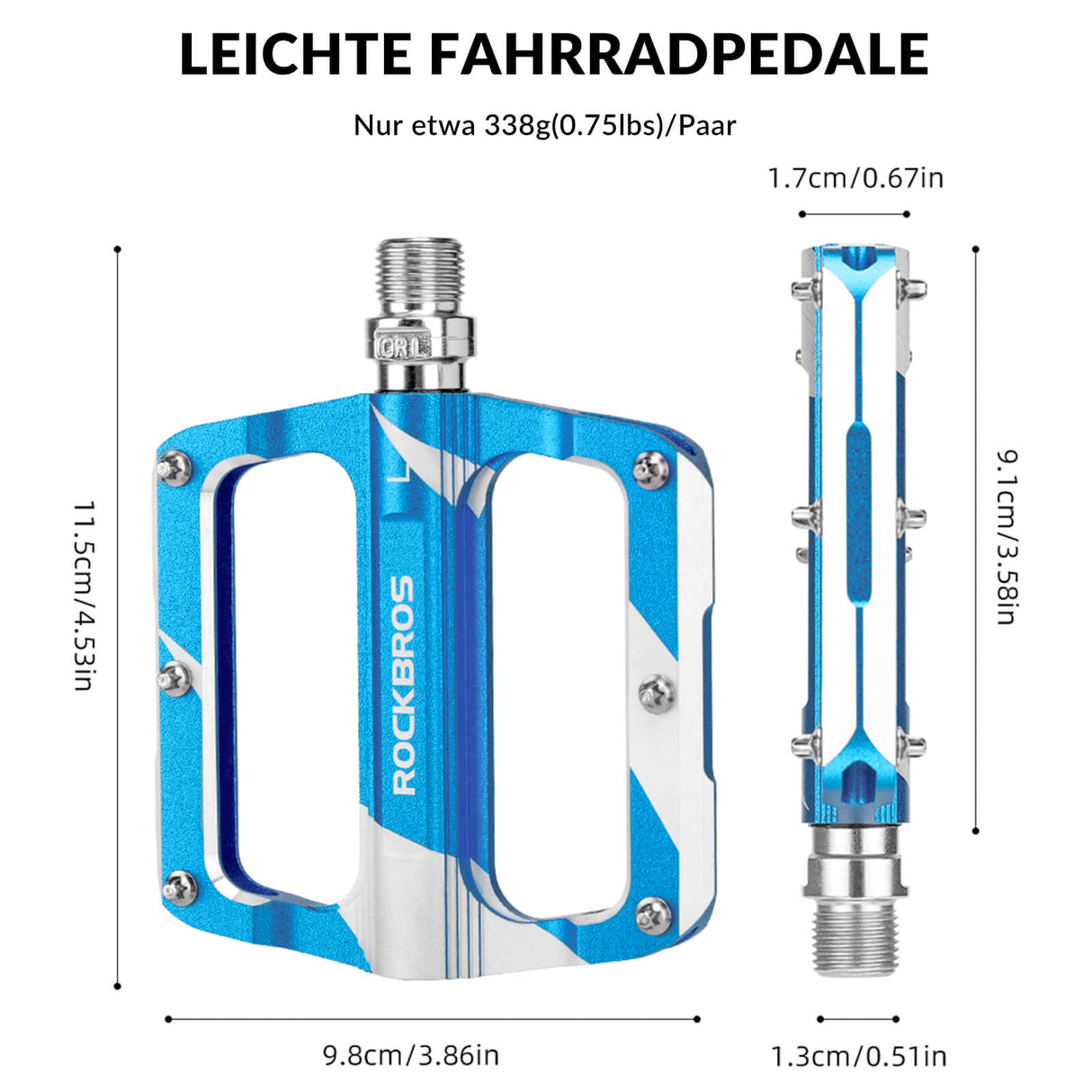 ROCKBROS Rennrad Pedale aus Aluminium, mit versiegeltem Lager, 9/16 Zoll Größe, erhältlich in 3 Farben.