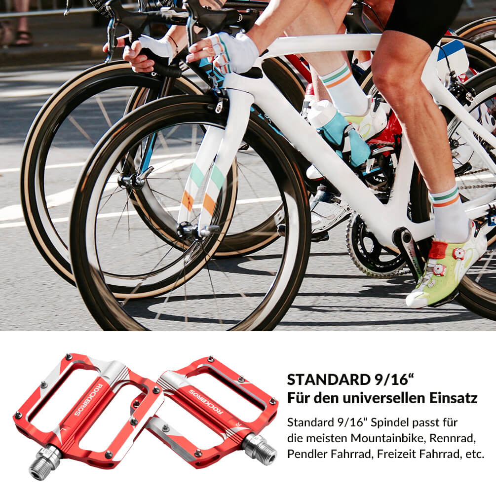ROCKBROS Rennrad Pedale aus Aluminium, mit versiegeltem Lager, 9/16 Zoll Größe, erhältlich in 3 Farben.