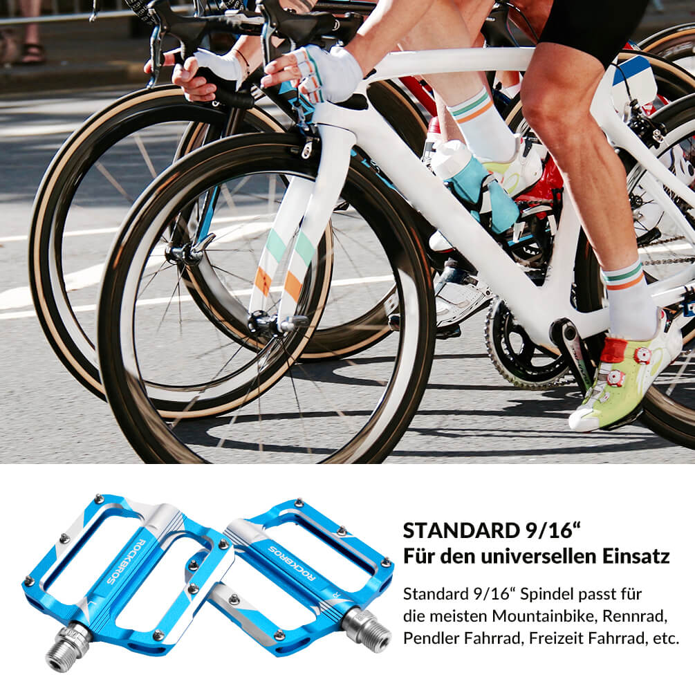 ROCKBROS Rennrad Pedale aus Aluminium, mit versiegeltem Lager, 9/16 Zoll Größe, erhältlich in 3 Farben.